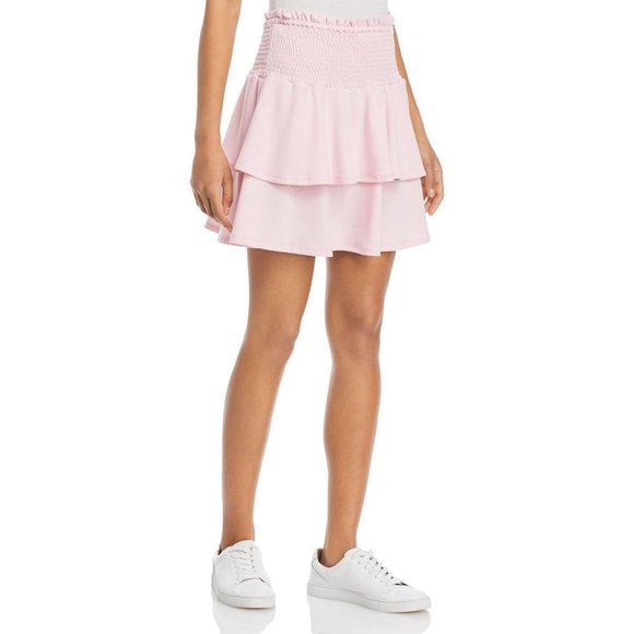 NWT AQUA KNIT SMOCKED MINI A-LINE SKIRT Large - Picture 1 of 4